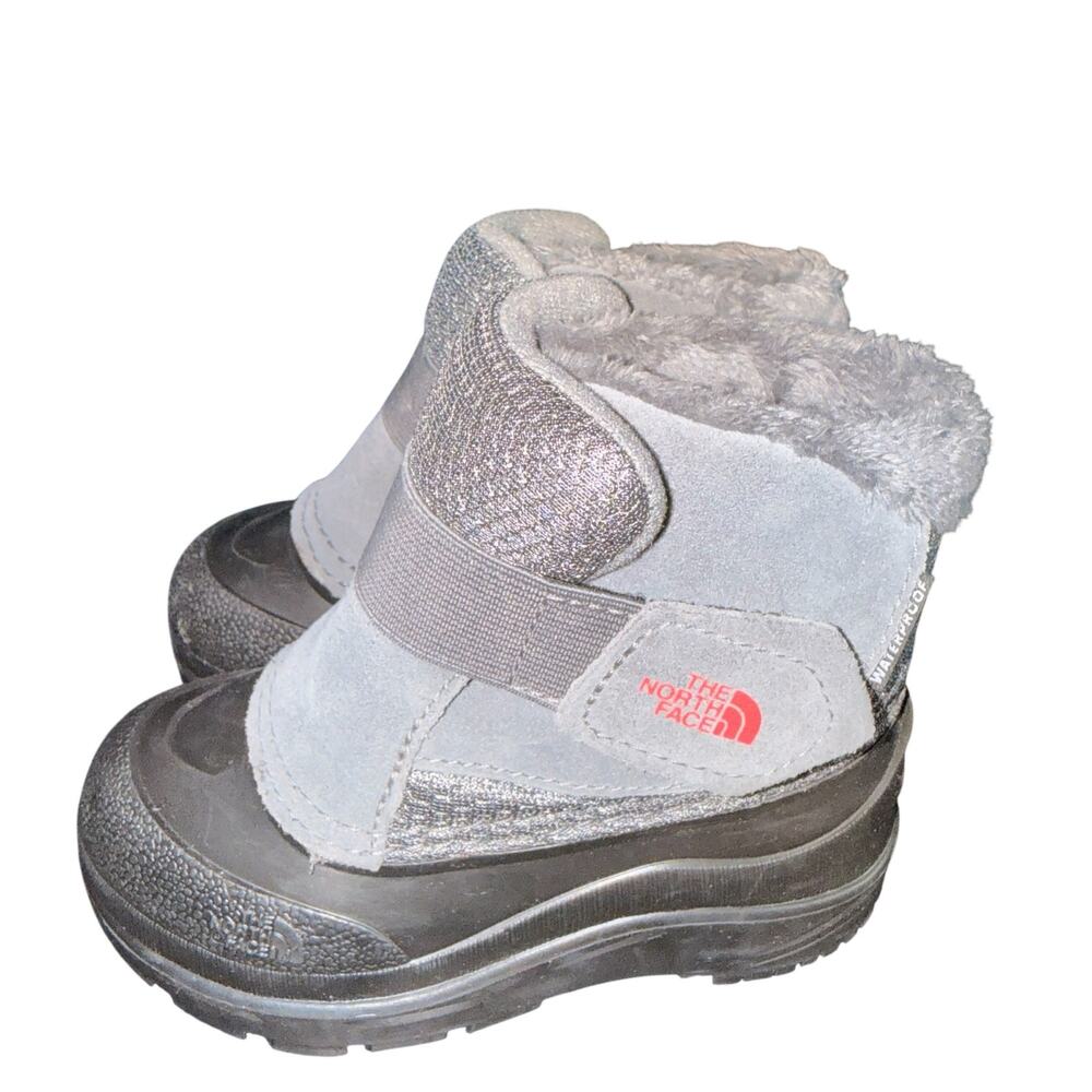 The North Face Toddler Baby Alpenglow II Boots Waterproof Gray Faux Fur Size 8